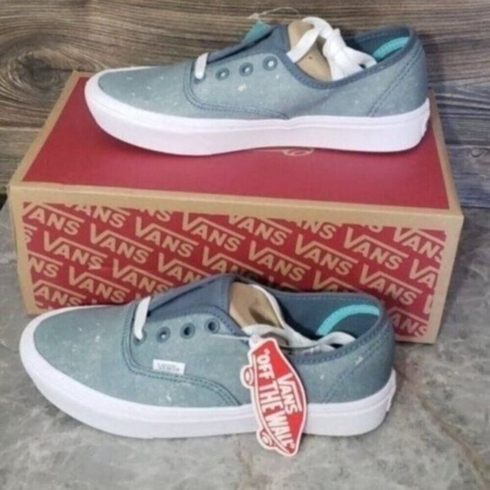 New Vans Authentic Concrete Wash‎ Blue Womens Sneakers Size 6.5 Comfycush Skater